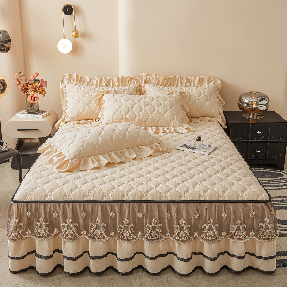 91家纺网 家纺一手货源 找家纺 （总）好儿喜家纺 2025新款A类水洗棉床裙-巴伦系列