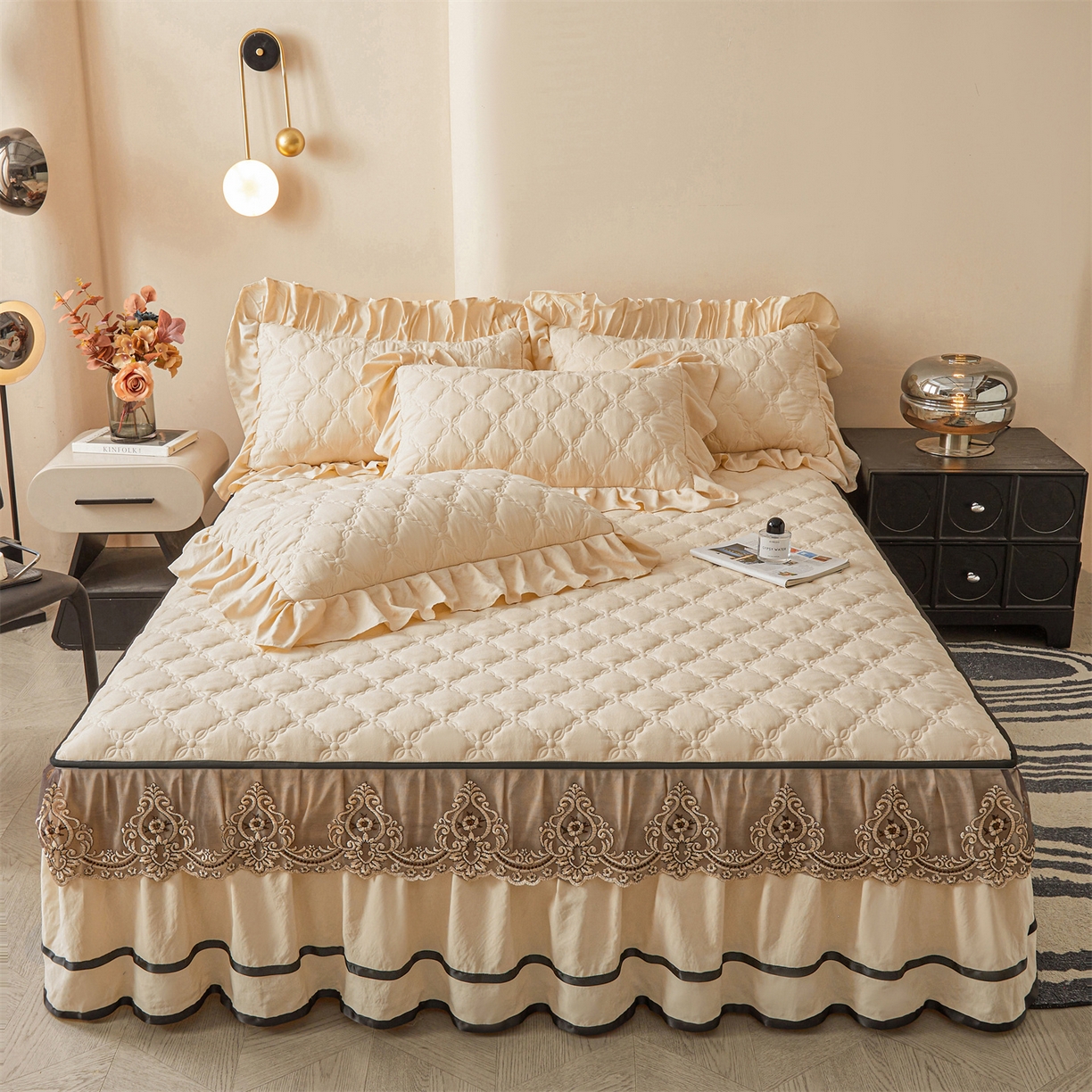 91家纺网 家纺一手货源 找家纺 （总）好儿喜家纺 2025新款A类水洗棉床裙-巴伦系列