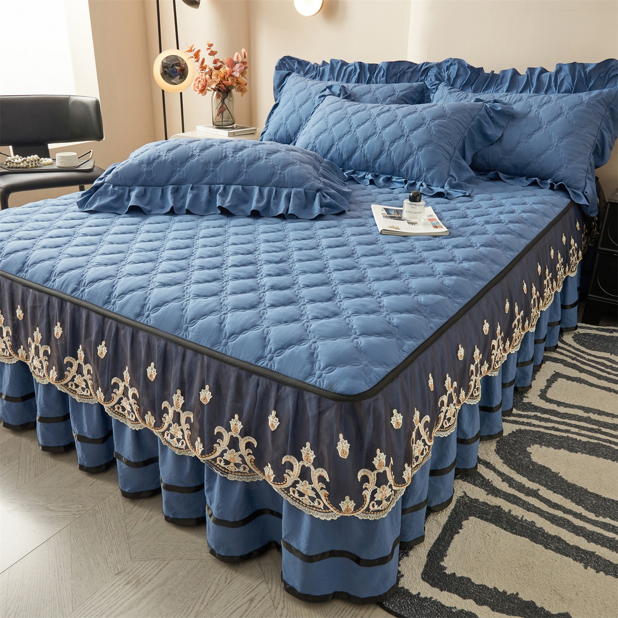 91家纺网 家纺一手货源 找家纺 （总）好儿喜家纺 2025新款A类水洗棉床裙-巴伦系列