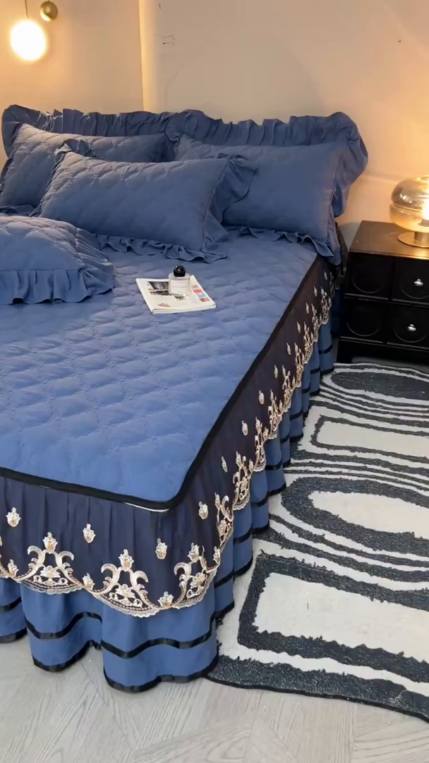 91家纺网 家纺一手货源 找家纺 （总）好儿喜家纺 2025新款A类水洗棉床裙-巴伦系列