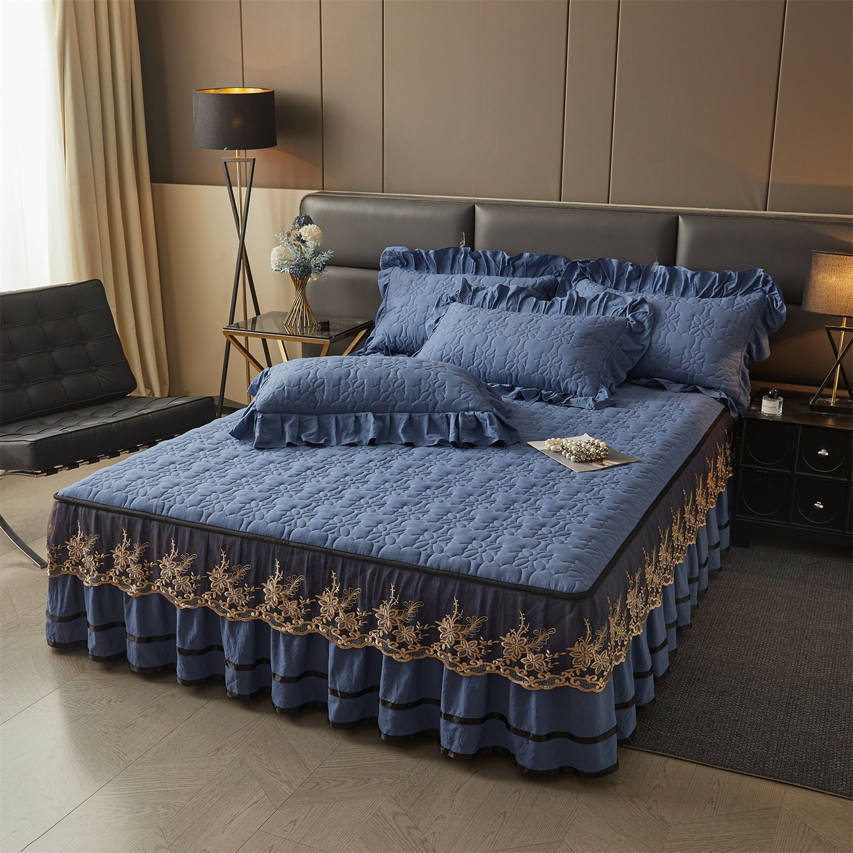 91家纺网 家纺一手货源 找家纺 （总）好儿喜家纺 2025新款A类水洗棉床裙-馨享系列