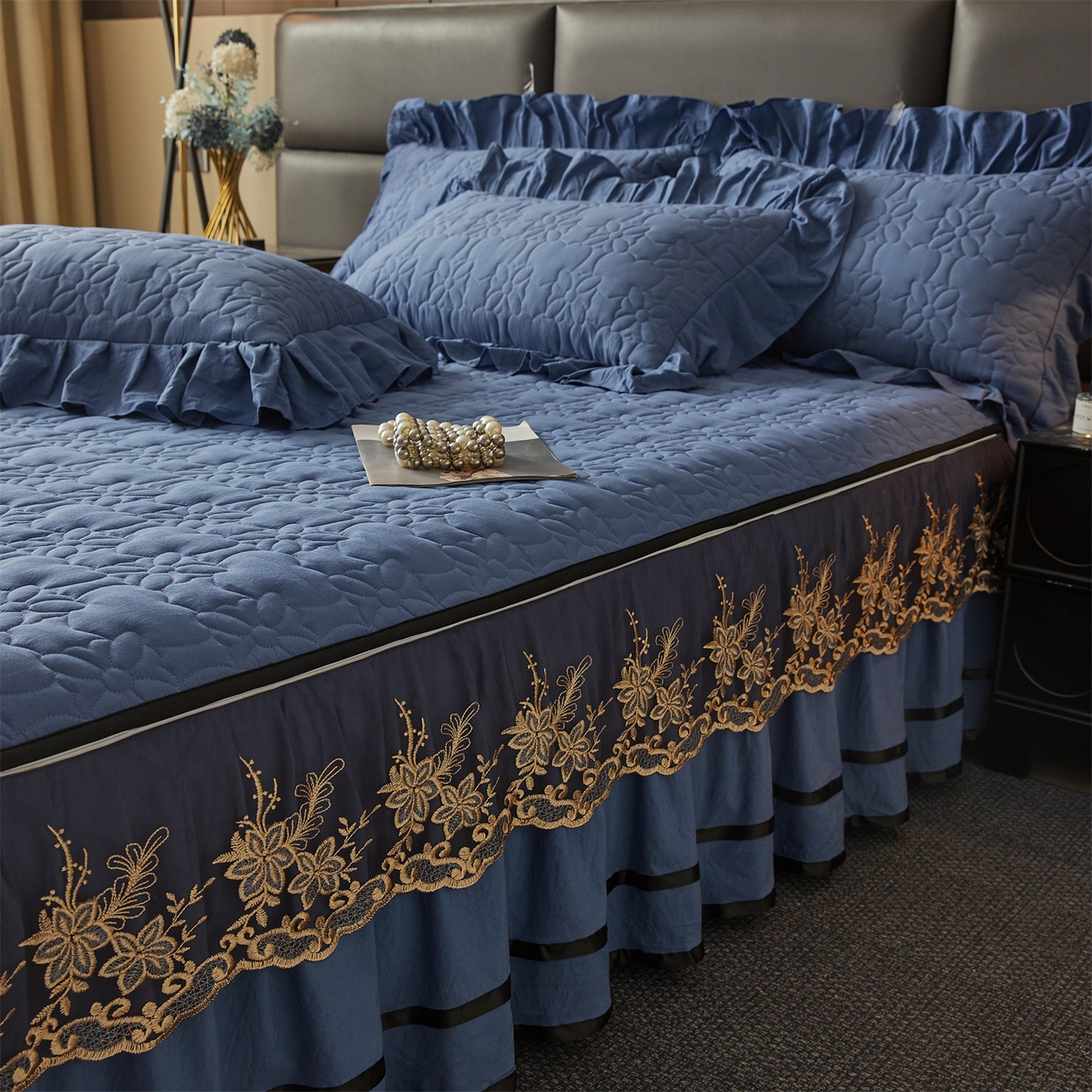 91家纺网 家纺一手货源 找家纺 （总）好儿喜家纺 2025新款A类水洗棉床裙-馨享系列