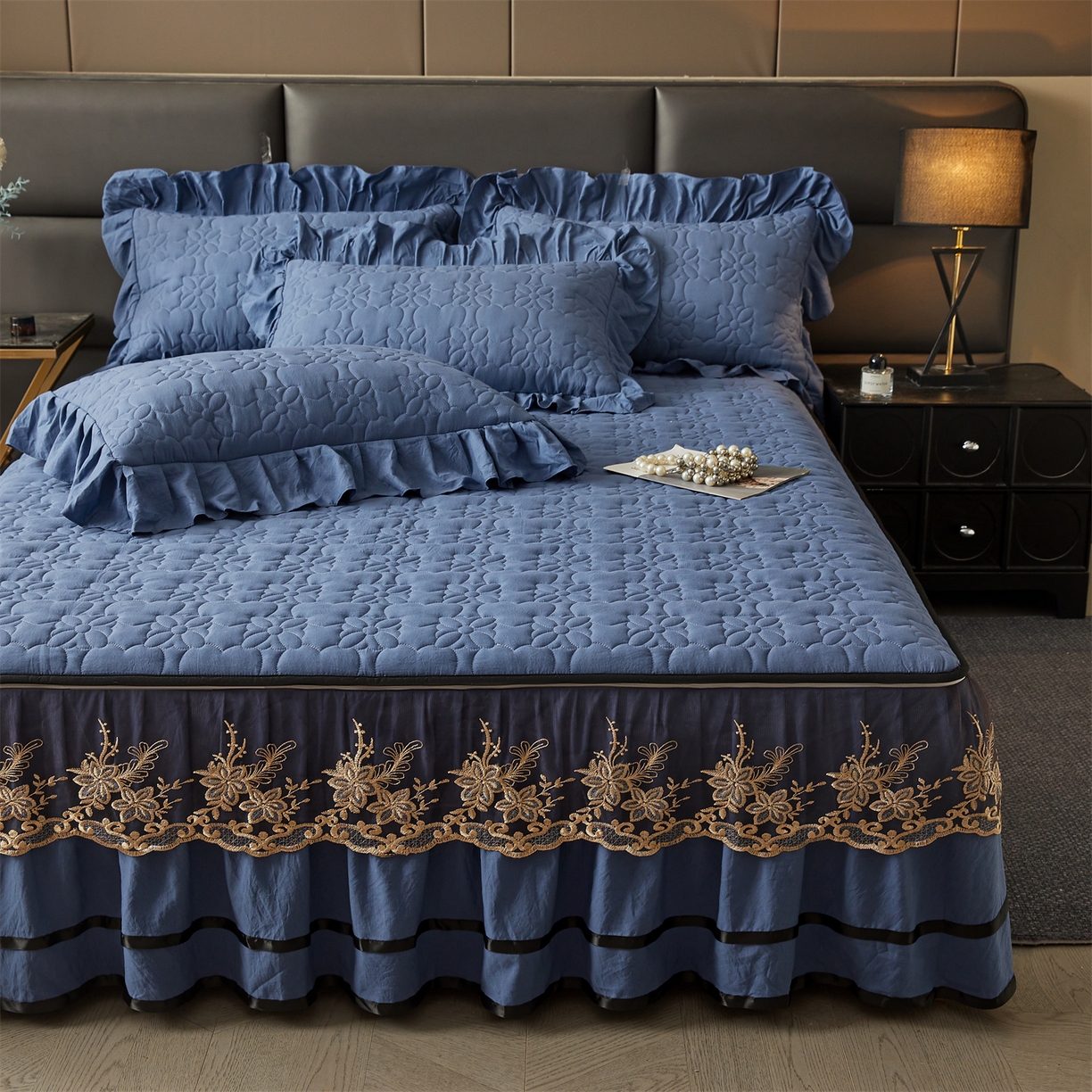 91家纺网 家纺一手货源 找家纺 （总）好儿喜家纺 2025新款A类水洗棉床裙-馨享系列