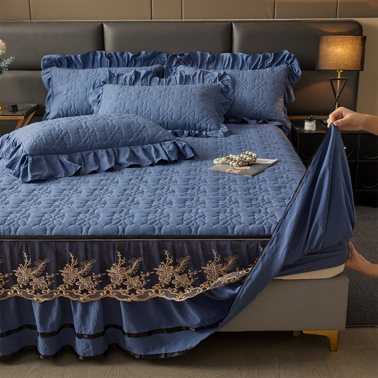 91家纺网 家纺一手货源 找家纺 （总）好儿喜家纺 2025新款A类水洗棉床裙-馨享系列