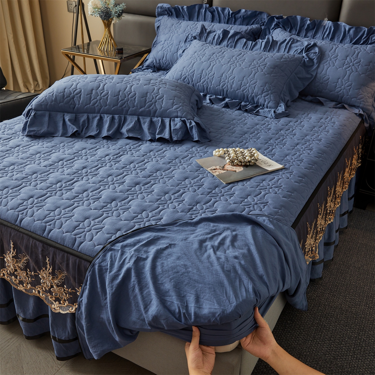 91家纺网 家纺一手货源 找家纺 （总）好儿喜家纺 2025新款A类水洗棉床裙-馨享系列