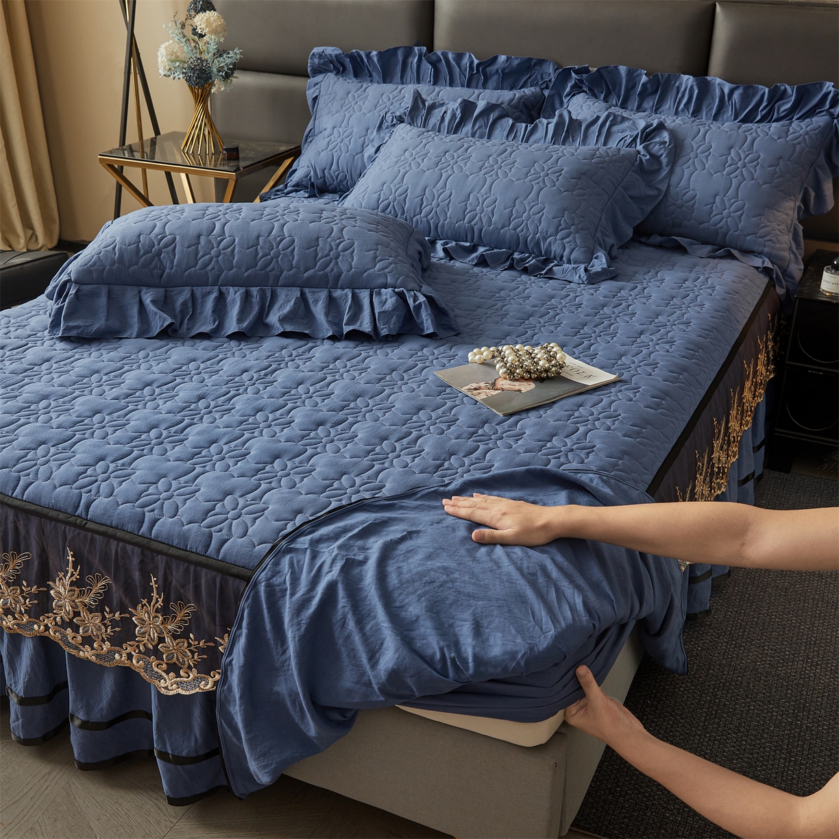 91家纺网 家纺一手货源 找家纺 （总）好儿喜家纺 2025新款A类水洗棉床裙-馨享系列