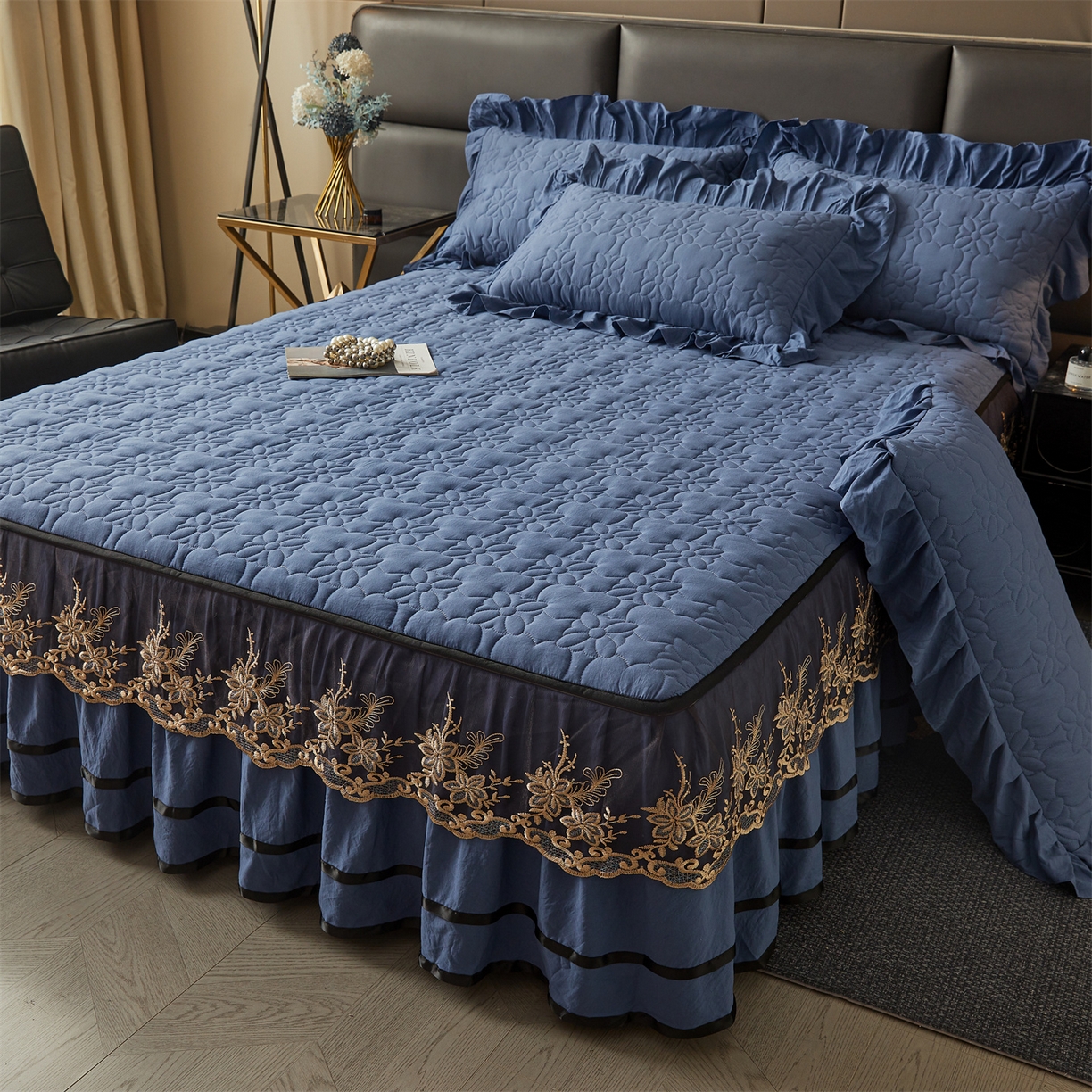 91家纺网 家纺一手货源 找家纺 （总）好儿喜家纺 2025新款A类水洗棉床裙-馨享系列