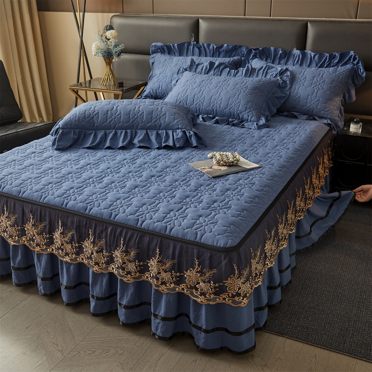 91家纺网 家纺一手货源 找家纺 （总）好儿喜家纺 2025新款A类水洗棉床裙-馨享系列