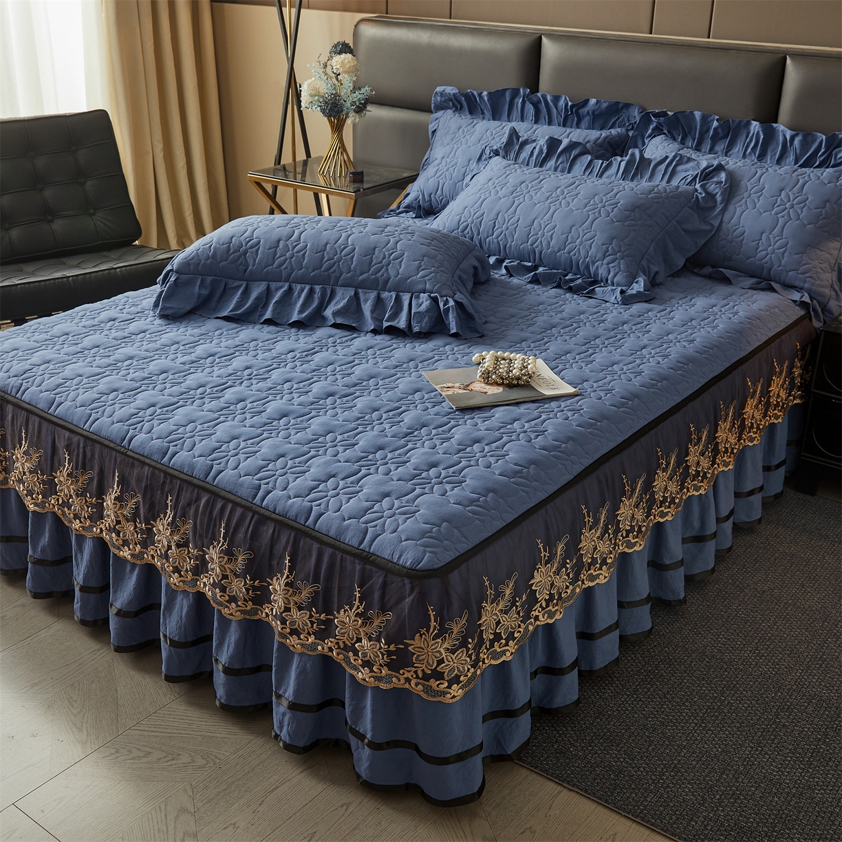 91家纺网 家纺一手货源 找家纺 （总）好儿喜家纺 2025新款A类水洗棉床裙-馨享系列