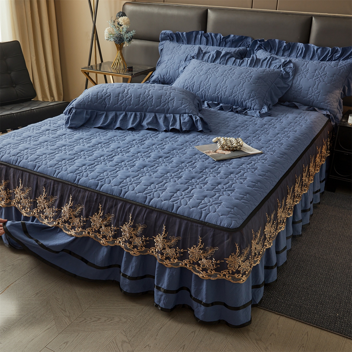 91家纺网 家纺一手货源 找家纺 （总）好儿喜家纺 2025新款A类水洗棉床裙-馨享系列