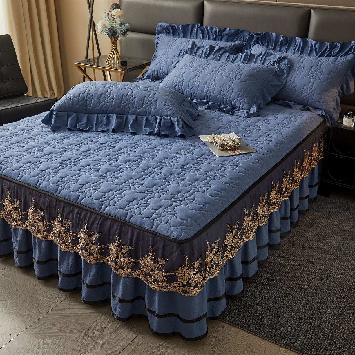 91家纺网 家纺一手货源 找家纺 （总）好儿喜家纺 2025新款A类水洗棉床裙-馨享系列