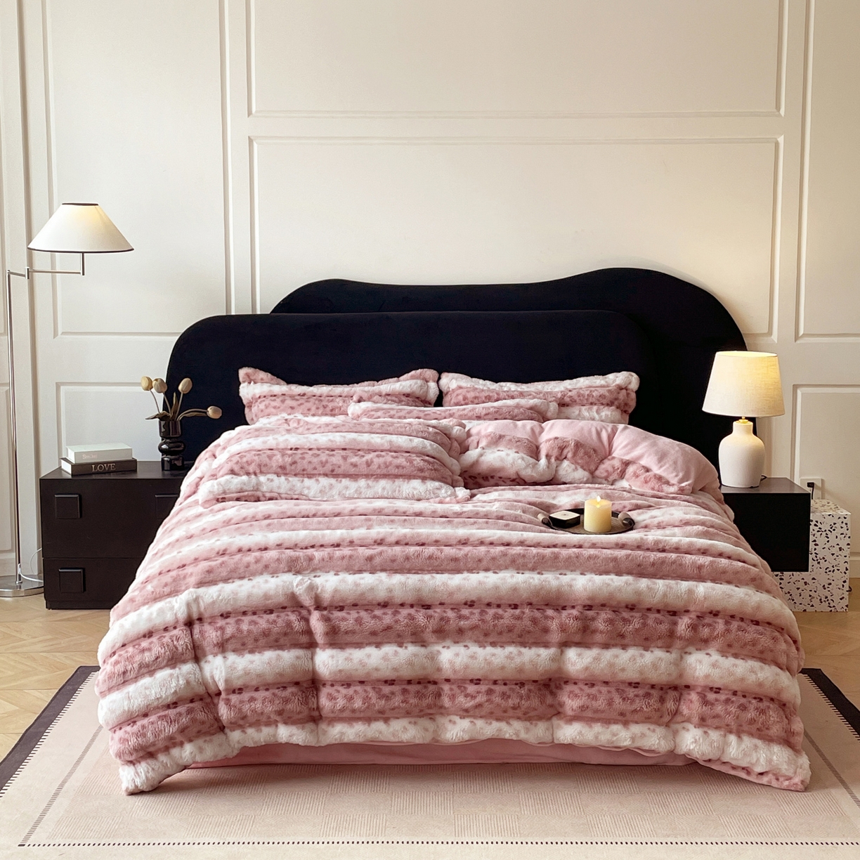 91家纺网 家纺一手货源 找家纺 （总）一比一家纺 2025新款加厚保暖兔毛绒兔兔绒四件套-豹纹系列