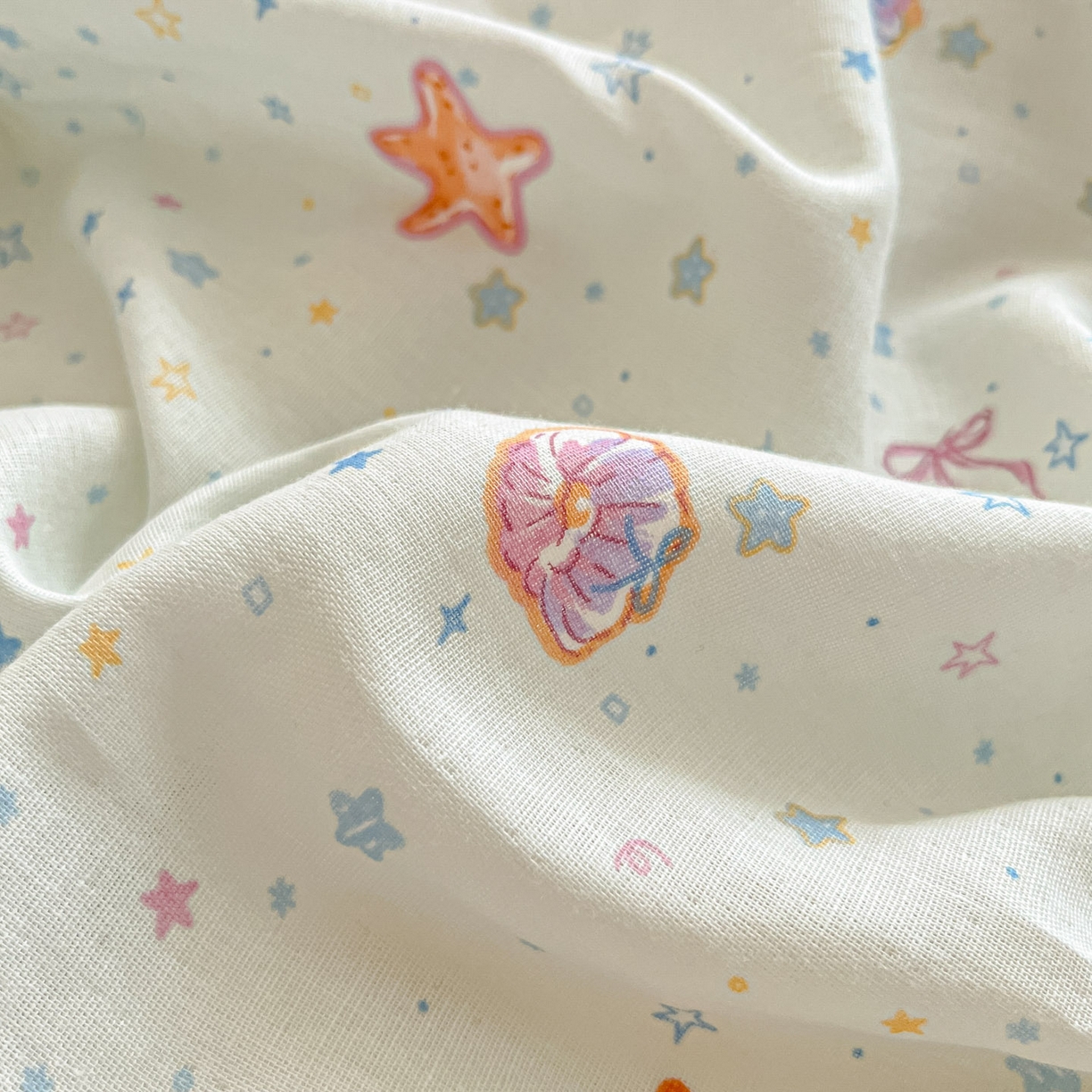 91家纺网 家纺一手货源 找家纺 一比一家纺 2025新款全棉双层纱四件套海底世界