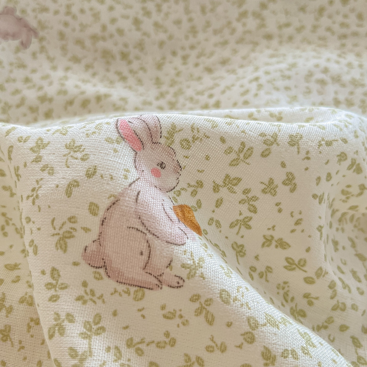 91家纺网 家纺一手货源 找家纺 一比一家纺 2025新款全棉双层纱四件套花枝兔