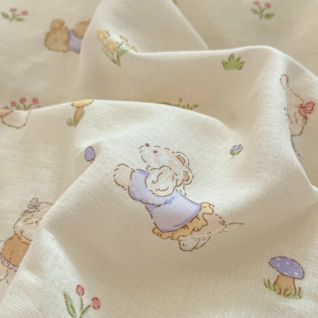 91家纺网 家纺一手货源 找家纺 一比一家纺 2025新款全棉双层纱四件套欢喜萌宠