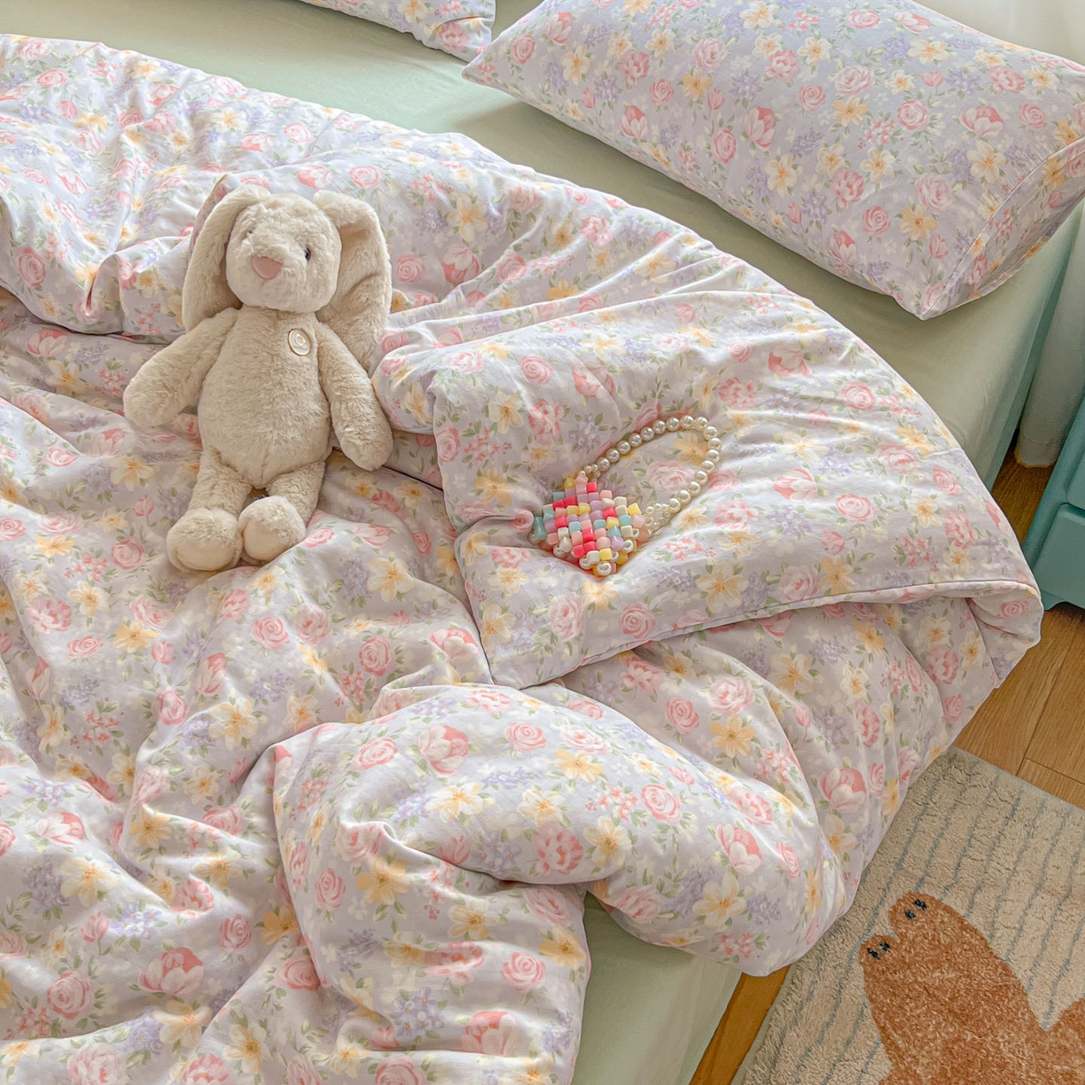 91家纺网 家纺一手货源 找家纺 一比一家纺 2025新款全棉双层纱四件套黎漫