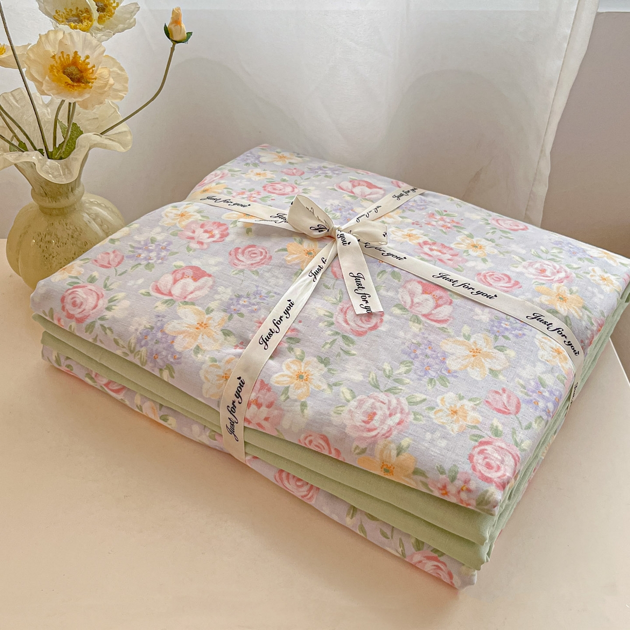 91家纺网 家纺一手货源 找家纺 一比一家纺 2025新款全棉双层纱四件套黎漫