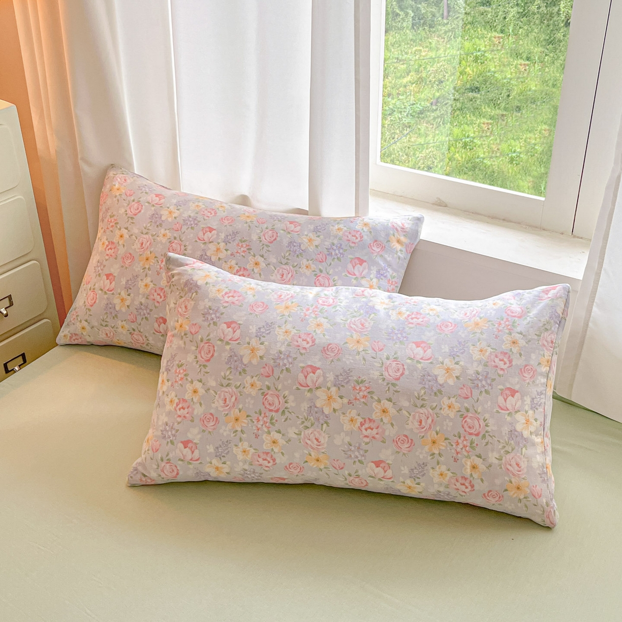 91家纺网 家纺一手货源 找家纺 一比一家纺 2025新款全棉双层纱四件套黎漫