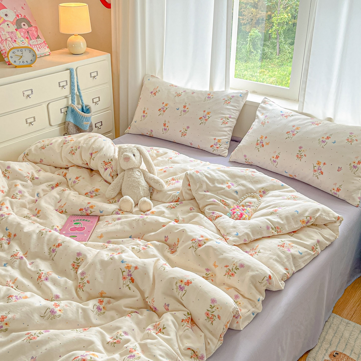 91家纺网 家纺一手货源 找家纺 一比一家纺 2025新款全棉双层纱四件套若梦