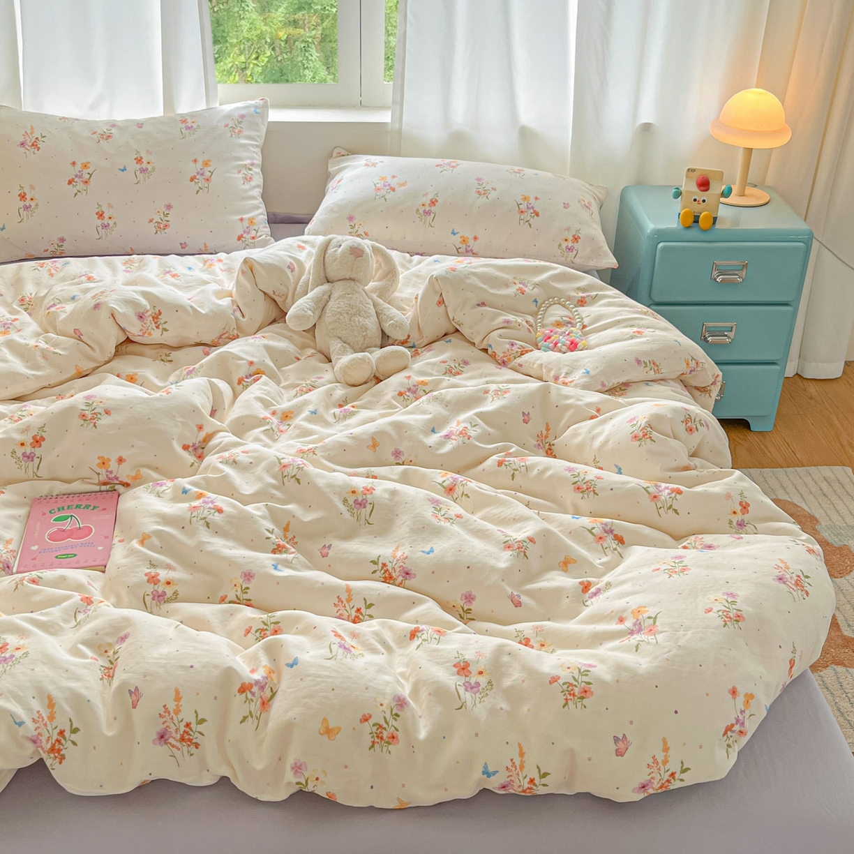 91家纺网 家纺一手货源 找家纺 一比一家纺 2025新款全棉双层纱四件套若梦