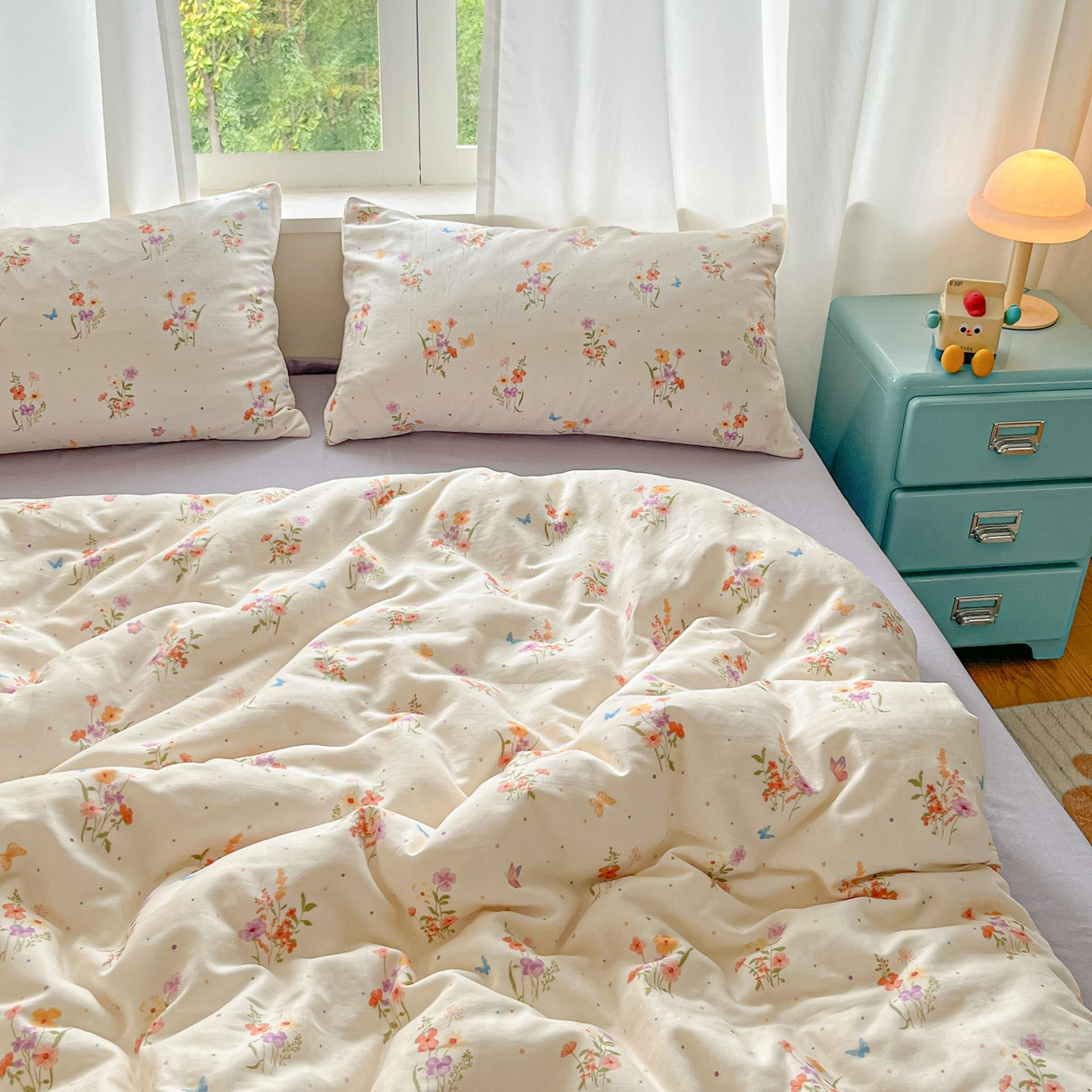 91家纺网 家纺一手货源 找家纺 一比一家纺 2025新款全棉双层纱四件套若梦