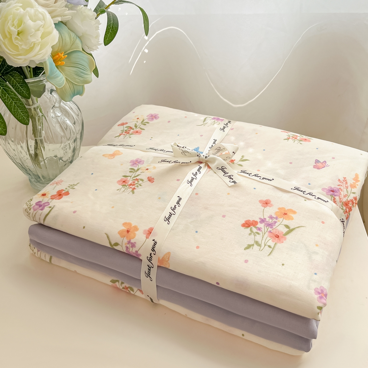 91家纺网 家纺一手货源 找家纺 一比一家纺 2025新款全棉双层纱四件套若梦