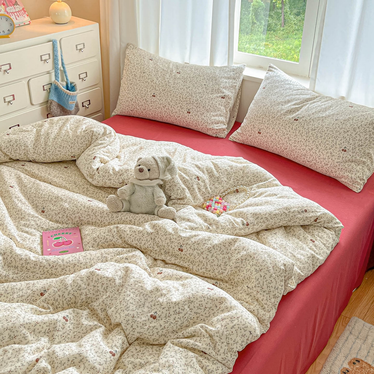 91家纺网 家纺一手货源 找家纺 一比一家纺 2026新款全棉双层纱四件套小确幸