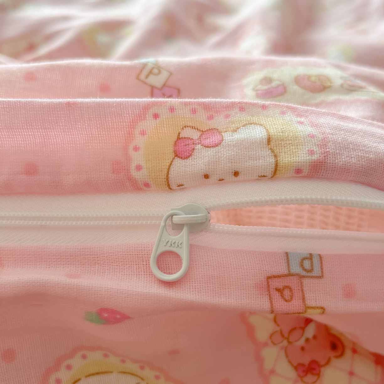 91家纺网 家纺一手货源 找家纺 一比一家纺 2025新款全棉双层纱四件套幸运喵