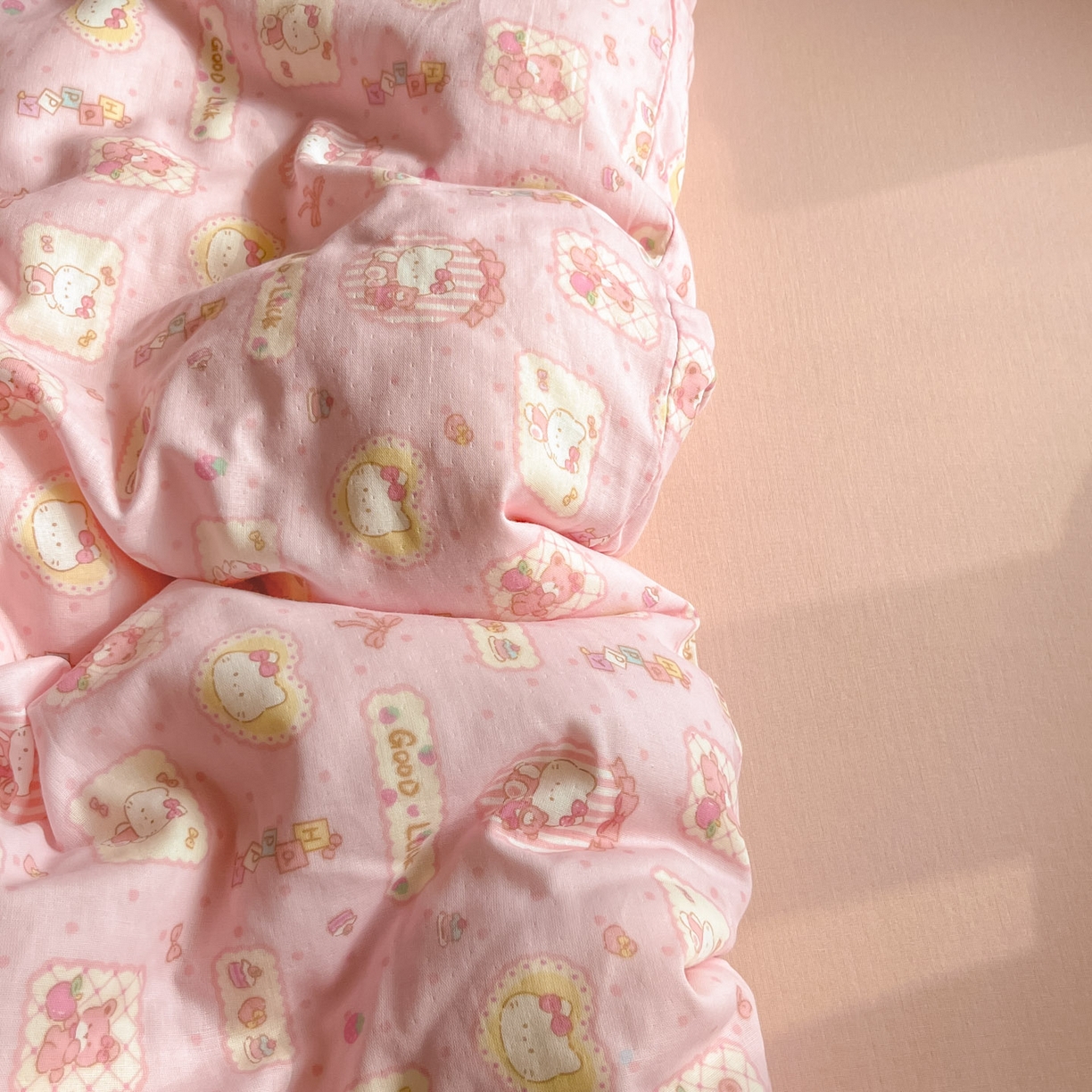 91家纺网 家纺一手货源 找家纺 一比一家纺 2025新款全棉双层纱四件套幸运喵