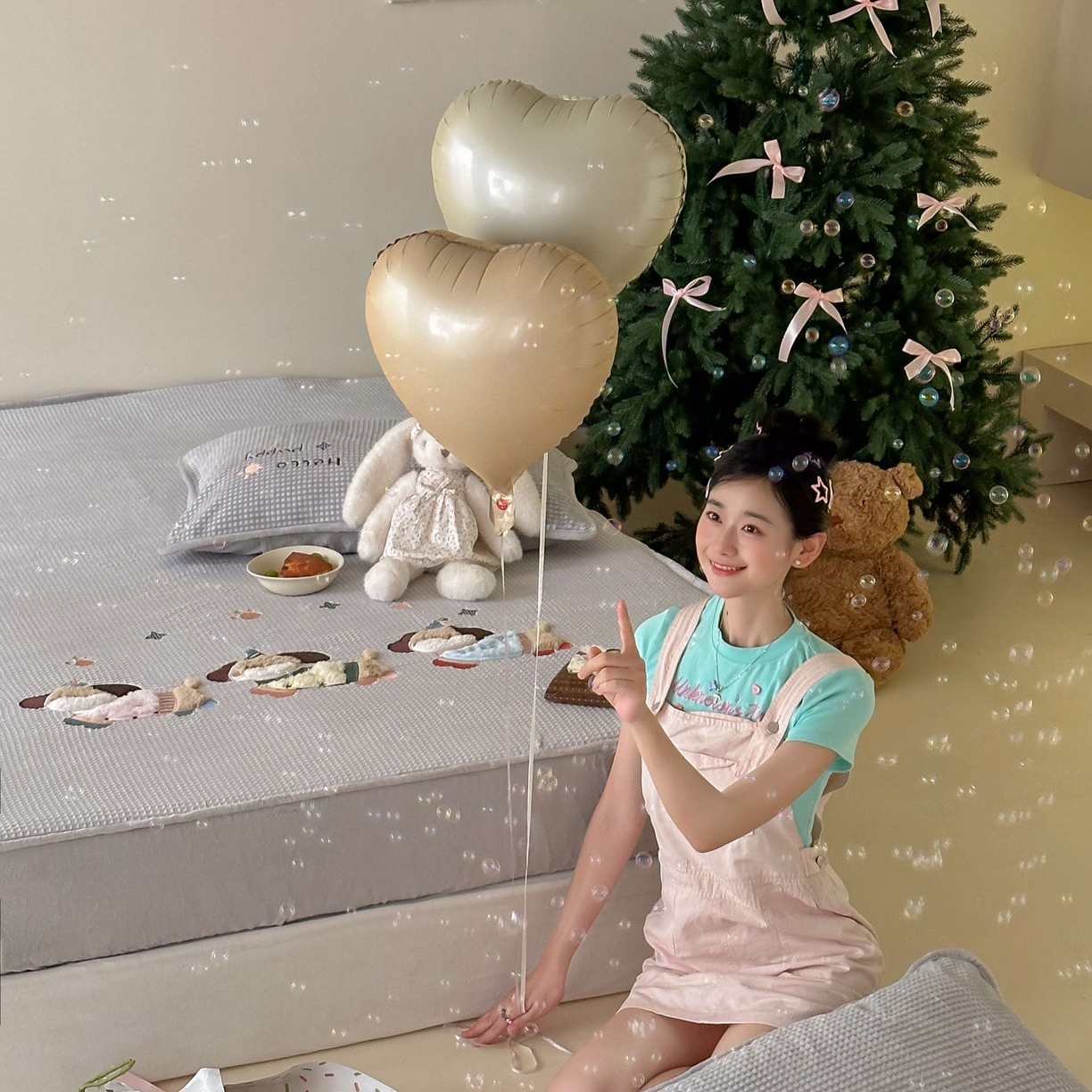 91家纺网 家纺一手货源 找家纺 Sweet dreams甜梦 2025新款华夫格绒兔毛贴布床笠三件套 三只小狗灰