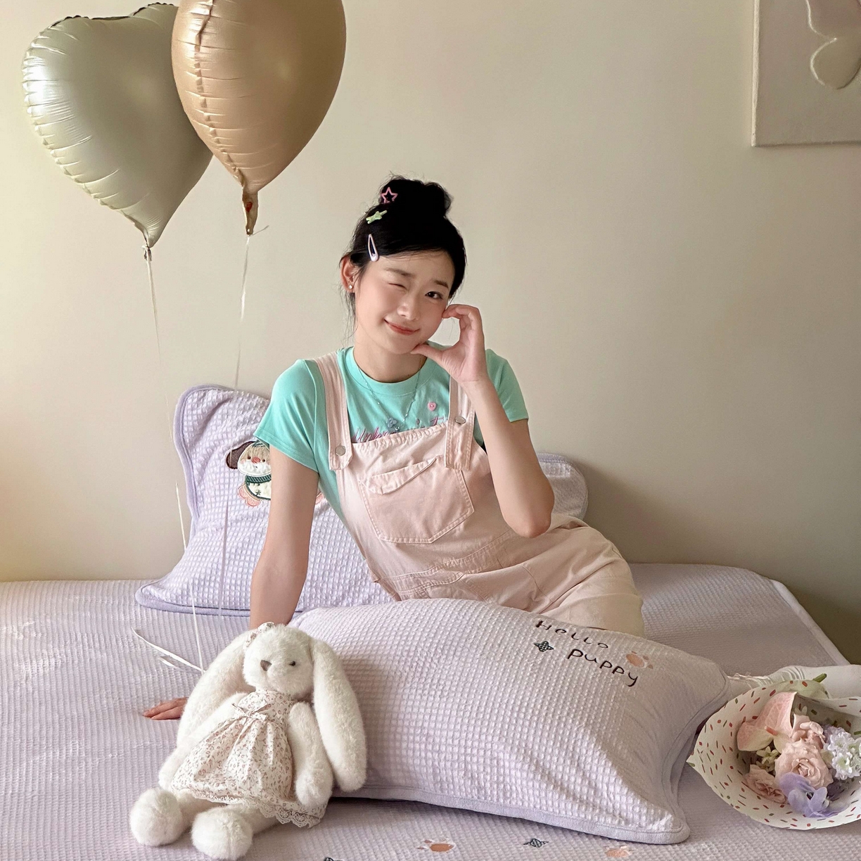 91家纺网 家纺一手货源 找家纺 Sweet dreams甜梦 2025新款华夫格绒兔毛贴布床笠三件套 三只小狗紫