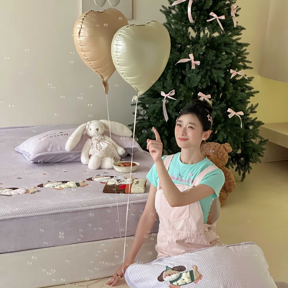 91家纺网 家纺一手货源 找家纺 Sweet dreams甜梦 2025新款华夫格绒兔毛贴布床笠三件套 三只小狗紫