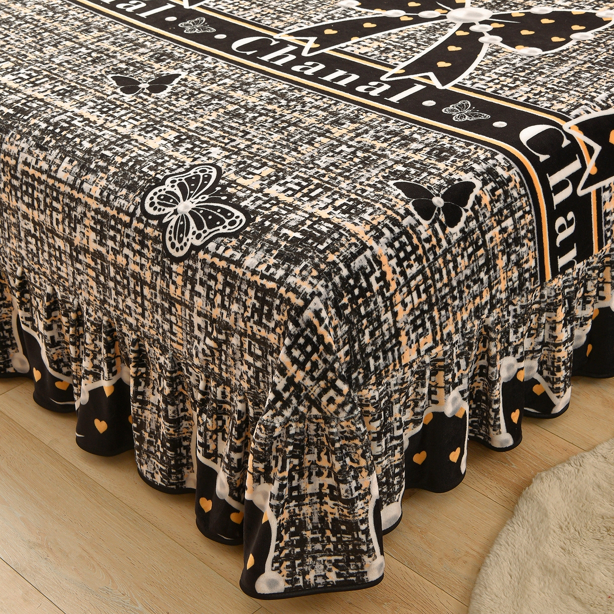 91家纺网 家纺一手货源 找家纺 赛丽雅 2025新款牛奶绒床裙四件套8-9斤法莱绒直播爆款日产2万套 小香