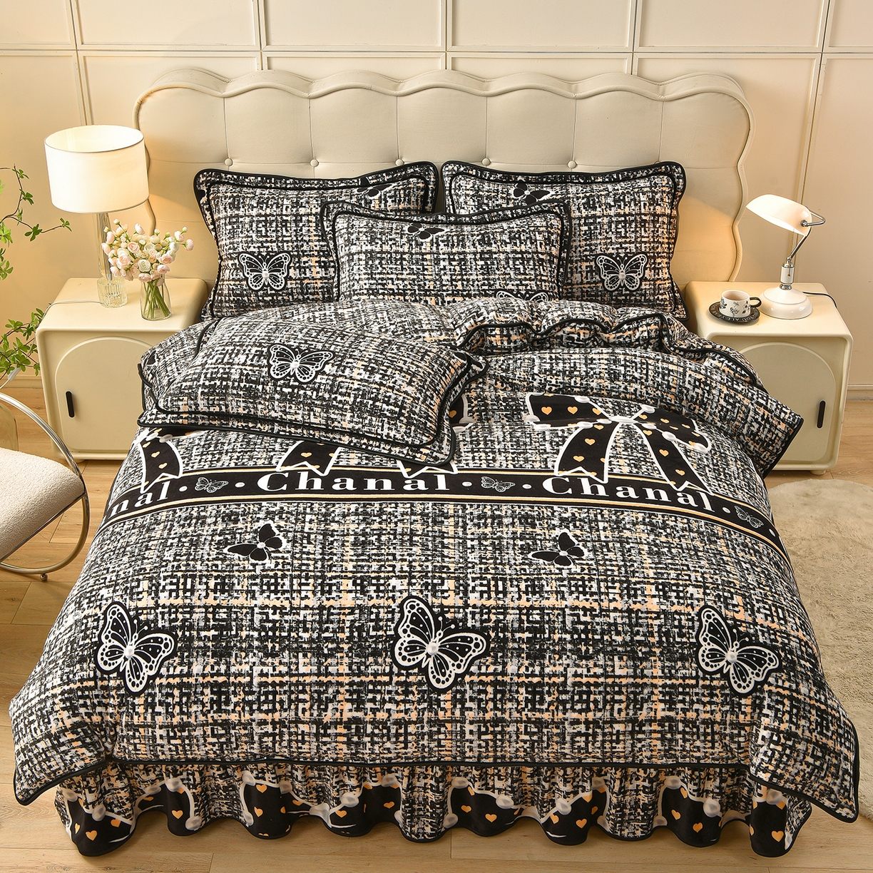 91家纺网 家纺一手货源 找家纺 赛丽雅 2025新款牛奶绒床裙四件套8-9斤法莱绒直播爆款日产2万套 小香