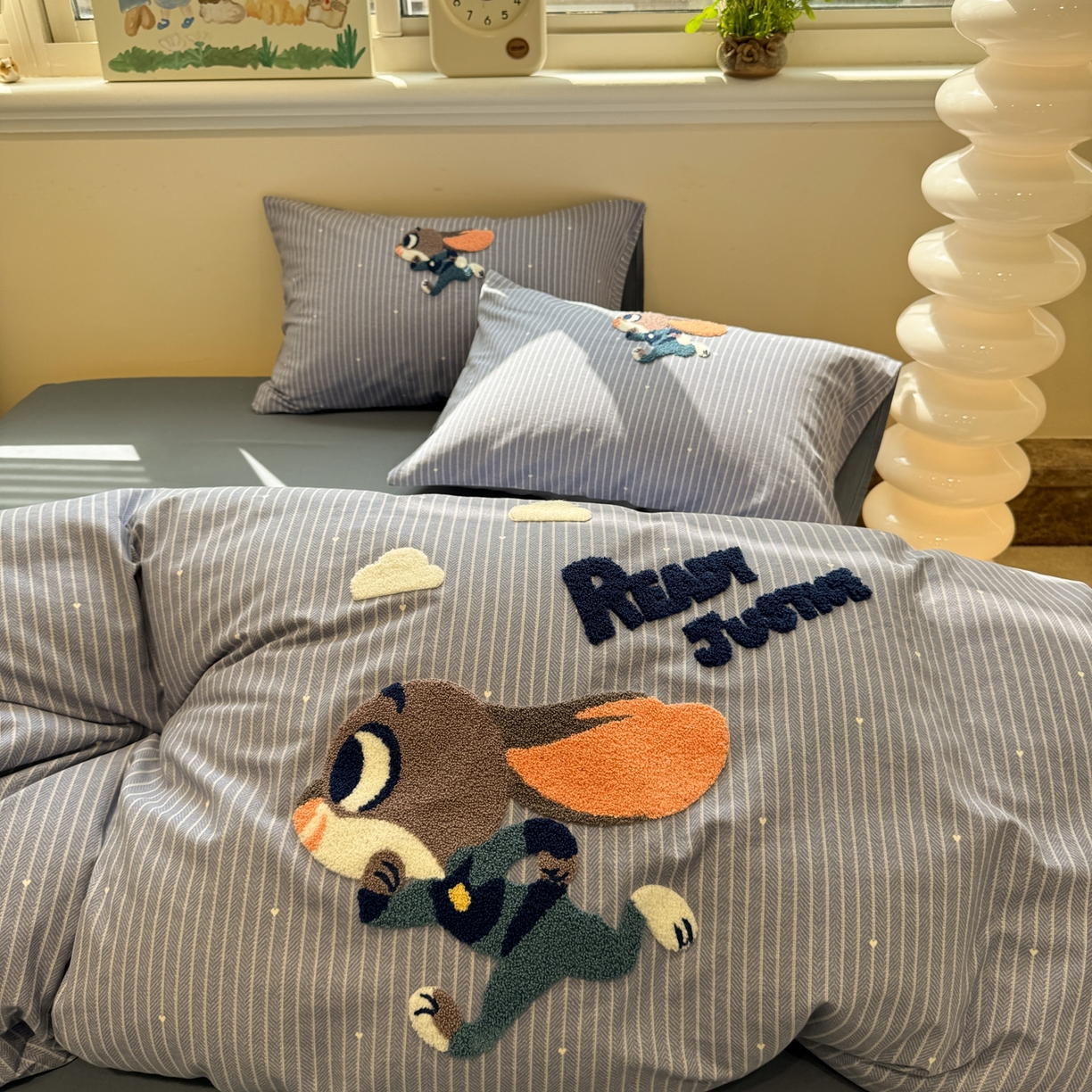 慕尚家纺 2025新款全棉磨毛毛巾绣四件套 奔跑兔