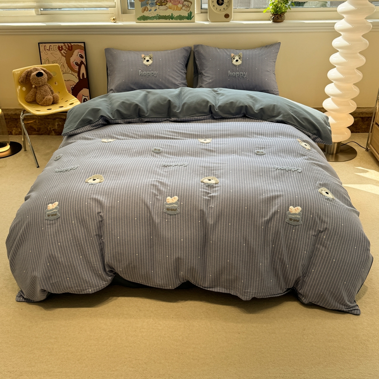 91家纺网 家纺一手货源 找家纺 慕尚家纺 2025新款全棉磨毛毛巾绣四件套 多多