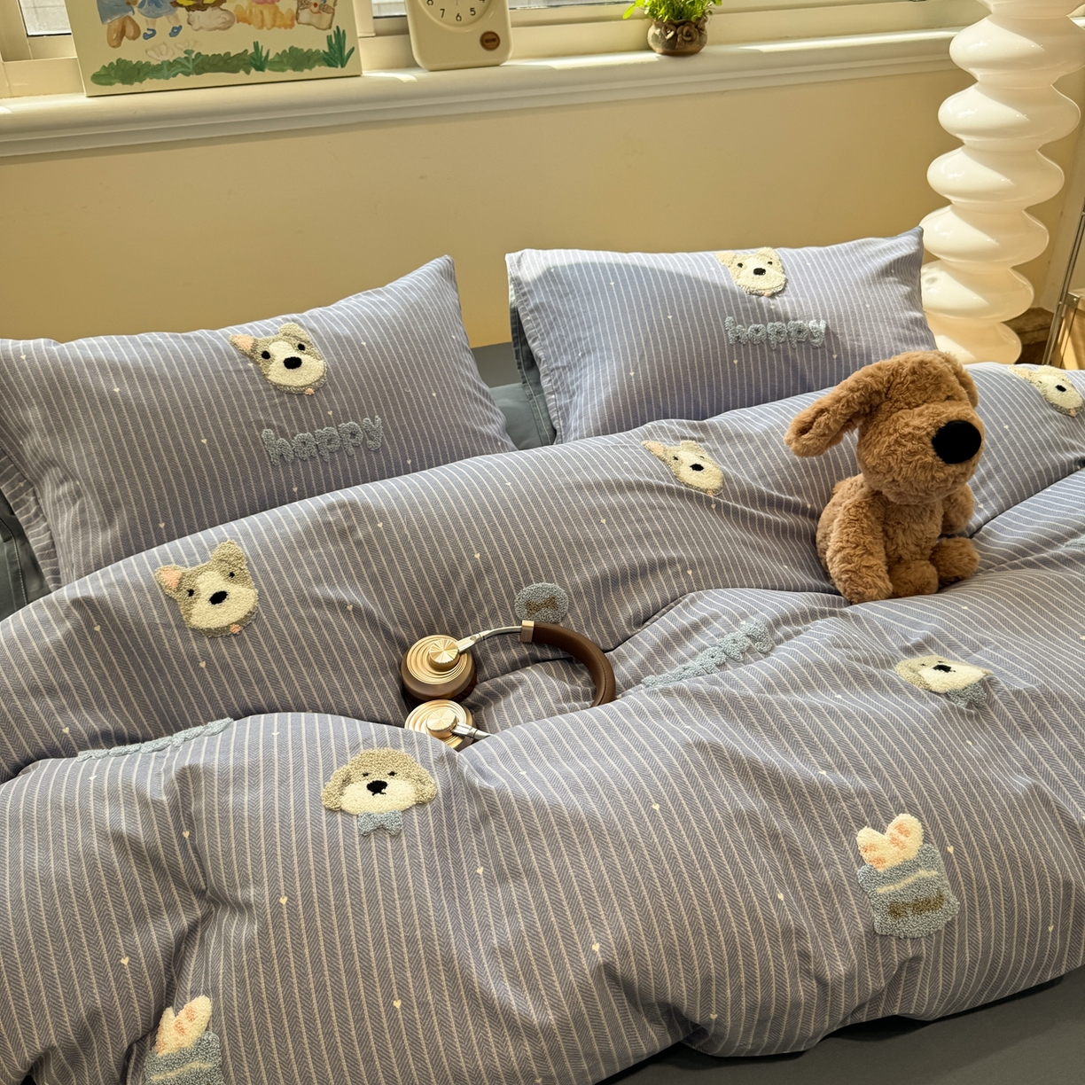 91家纺网 家纺一手货源 找家纺 慕尚家纺 2025新款全棉磨毛毛巾绣四件套 多多