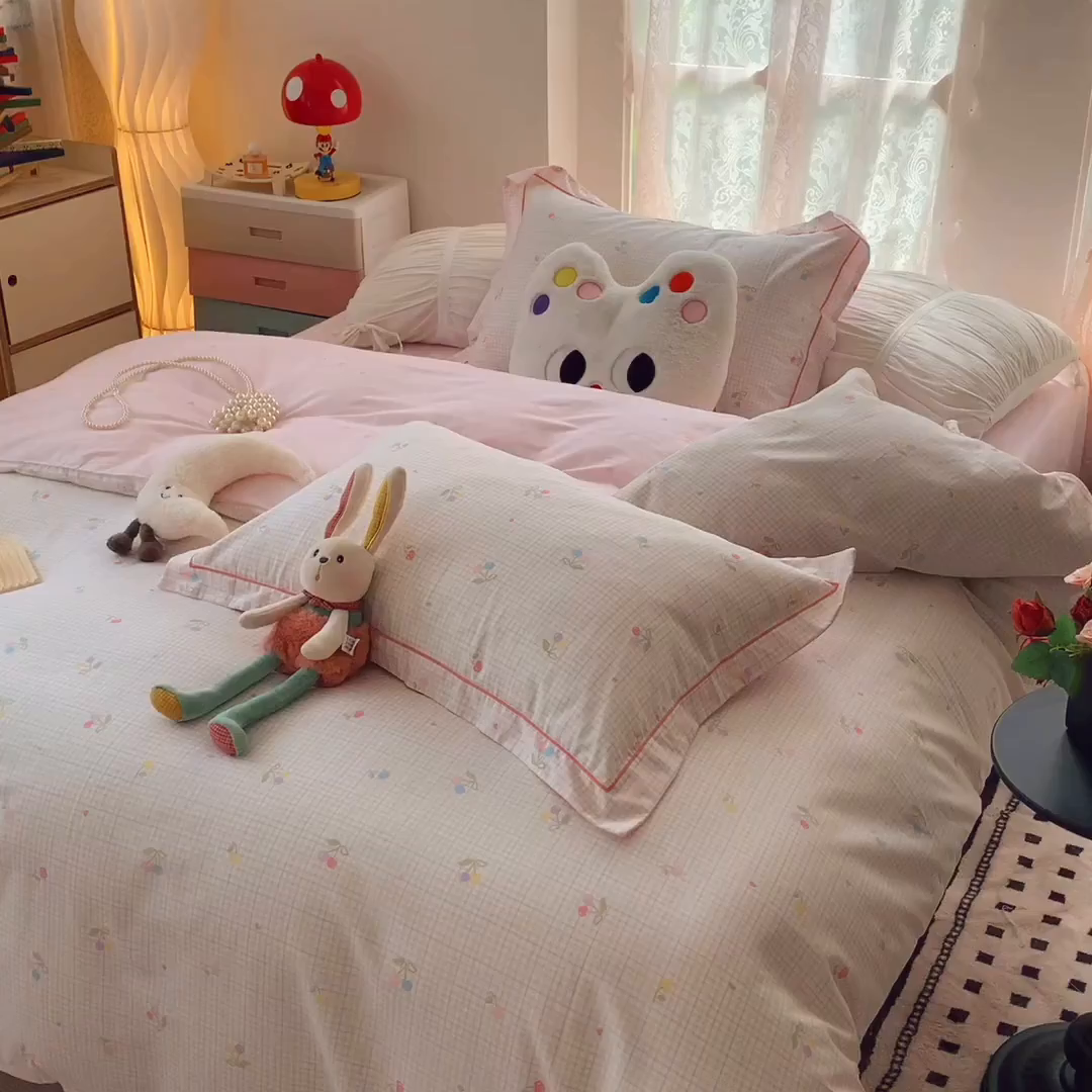 91家纺网 家纺一手货源 找家纺 （总）莱豫家纺 2025新款亲肤舒适小清新印花全棉四件套第六批