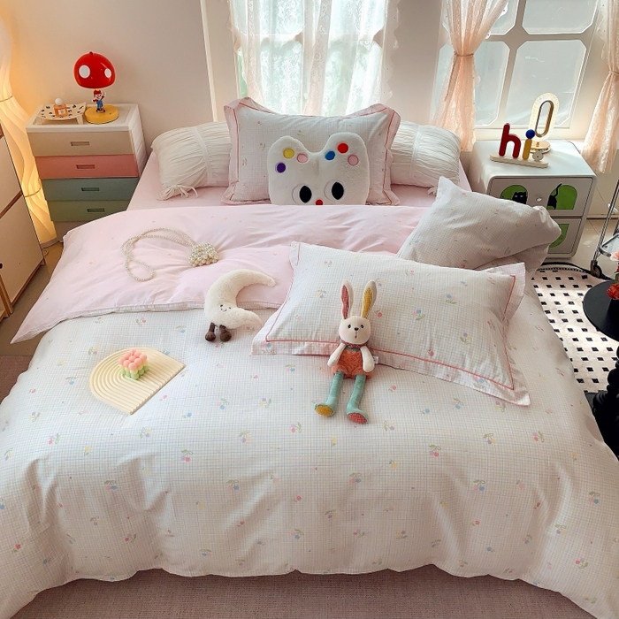 91家纺网 家纺一手货源 找家纺 （总）莱豫家纺 2025新款亲肤舒适小清新印花全棉四件套第六批