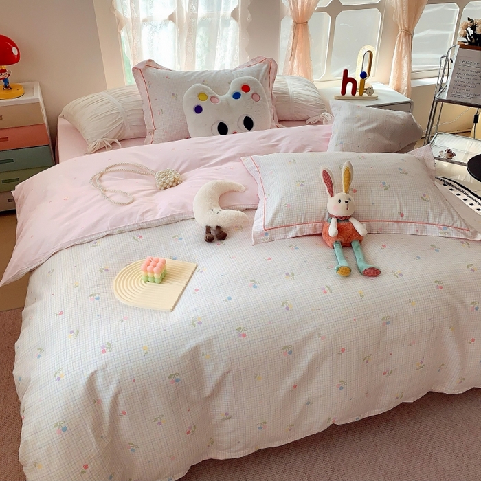 91家纺网 家纺一手货源 找家纺 （总）莱豫家纺 2025新款亲肤舒适小清新印花全棉四件套第六批