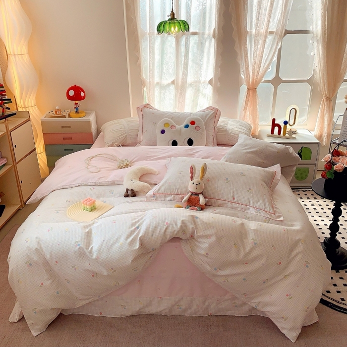 91家纺网 家纺一手货源 找家纺 （总）莱豫家纺 2025新款亲肤舒适小清新印花全棉四件套第六批