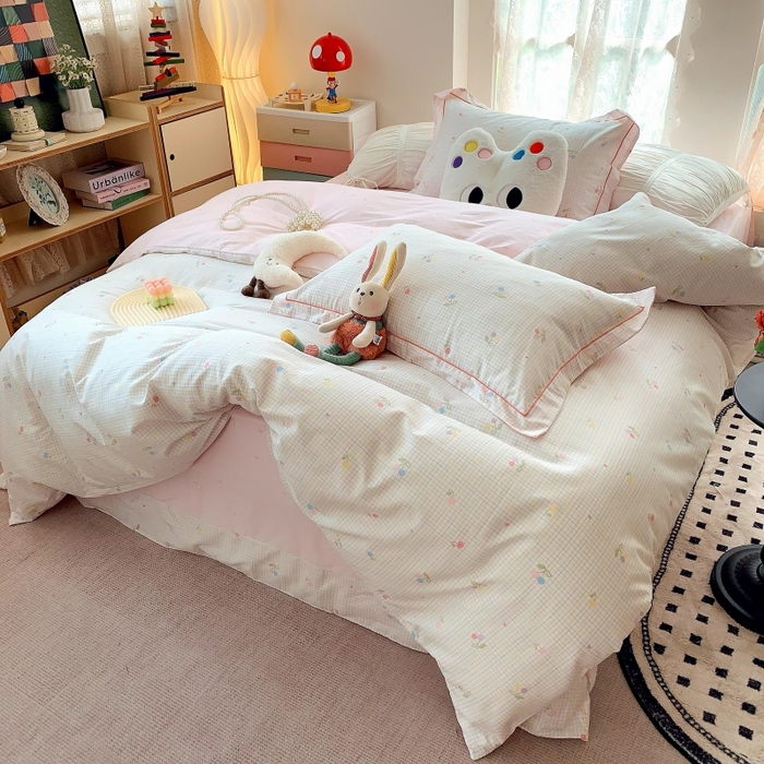 91家纺网 家纺一手货源 找家纺 （总）莱豫家纺 2025新款亲肤舒适小清新印花全棉四件套第六批