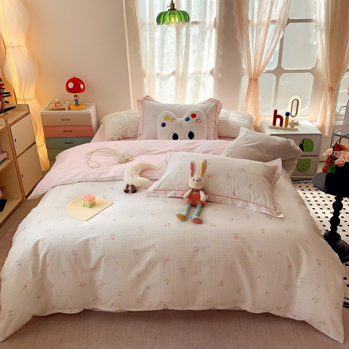 91家纺网 家纺一手货源 找家纺 （总）莱豫家纺 2025新款亲肤舒适小清新印花全棉四件套第六批