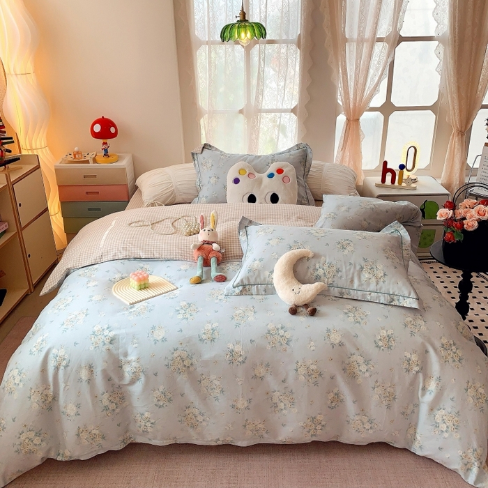 91家纺网 家纺一手货源 找家纺 （总）莱豫家纺 2025新款亲肤舒适小清新印花全棉四件套第六批