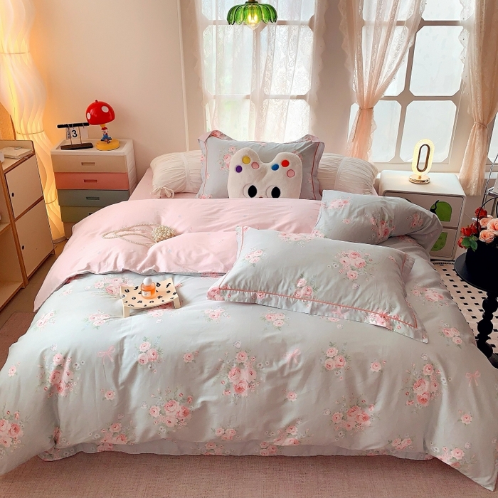 91家纺网 家纺一手货源 找家纺 （总）莱豫家纺 2025新款亲肤舒适小清新印花全棉四件套第六批