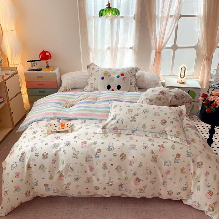 91家纺网 家纺一手货源 找家纺 （总）莱豫家纺 2025新款亲肤舒适小清新印花全棉四件套第六批