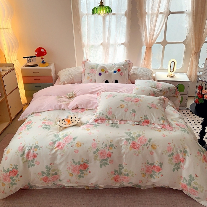 91家纺网 家纺一手货源 找家纺 （总）莱豫家纺 2025新款亲肤舒适小清新印花全棉四件套第六批