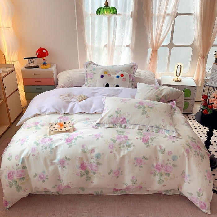 91家纺网 家纺一手货源 找家纺 （总）莱豫家纺 2025新款亲肤舒适小清新印花全棉四件套第六批