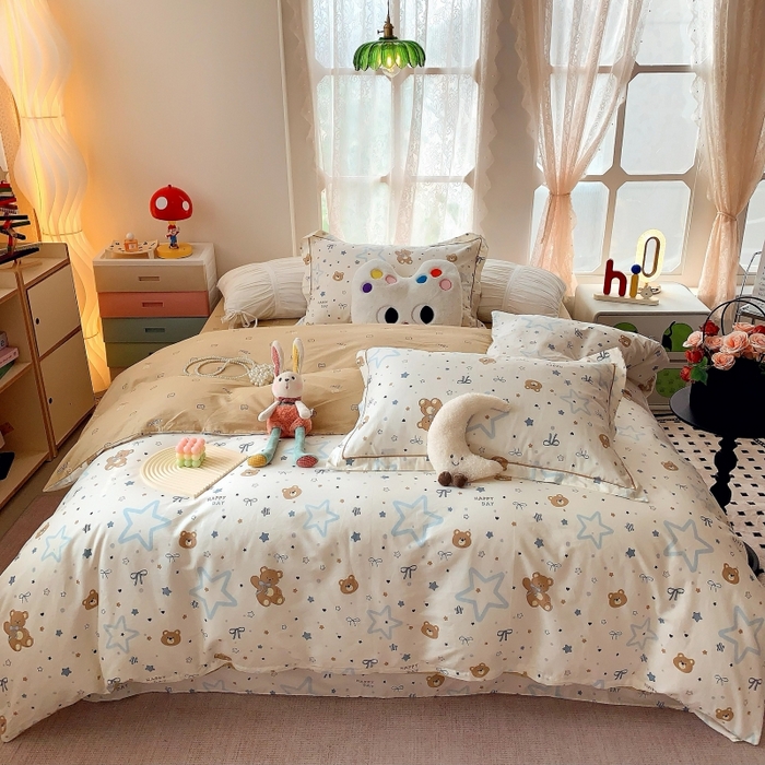 91家纺网 家纺一手货源 找家纺 （总）莱豫家纺 2025新款亲肤舒适小清新印花全棉四件套第六批