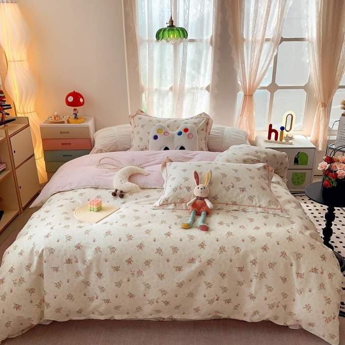 91家纺网 家纺一手货源 找家纺 （总）莱豫家纺 2025新款亲肤舒适小清新印花全棉四件套第六批